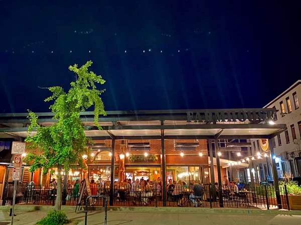 Outdoor dining at the Farmhouse in downtown Burlington